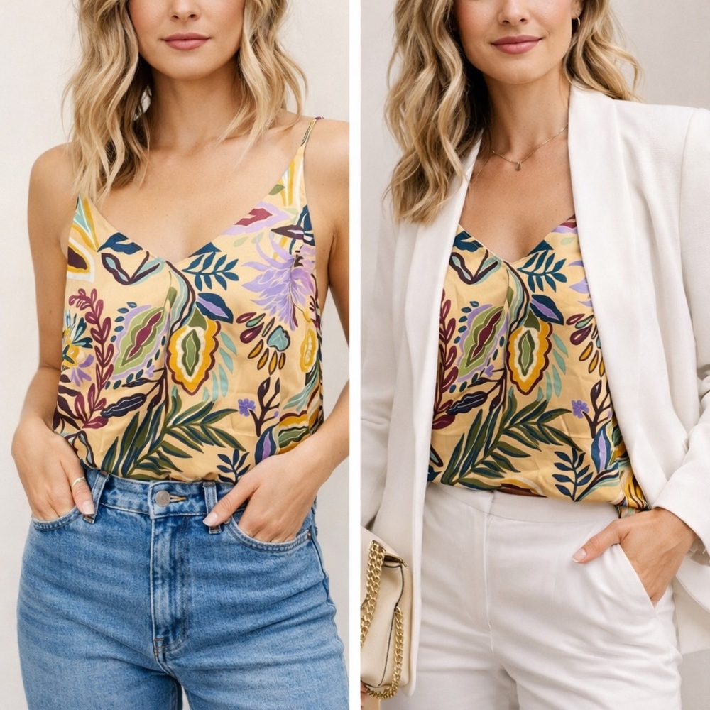 Cupcakes & Cashmere Gold Floral Camisole